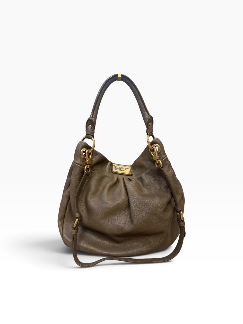 Marc by Marc Jacobs Taupe Pebbled Leather Hobo Crossbody Shoulder Bag
